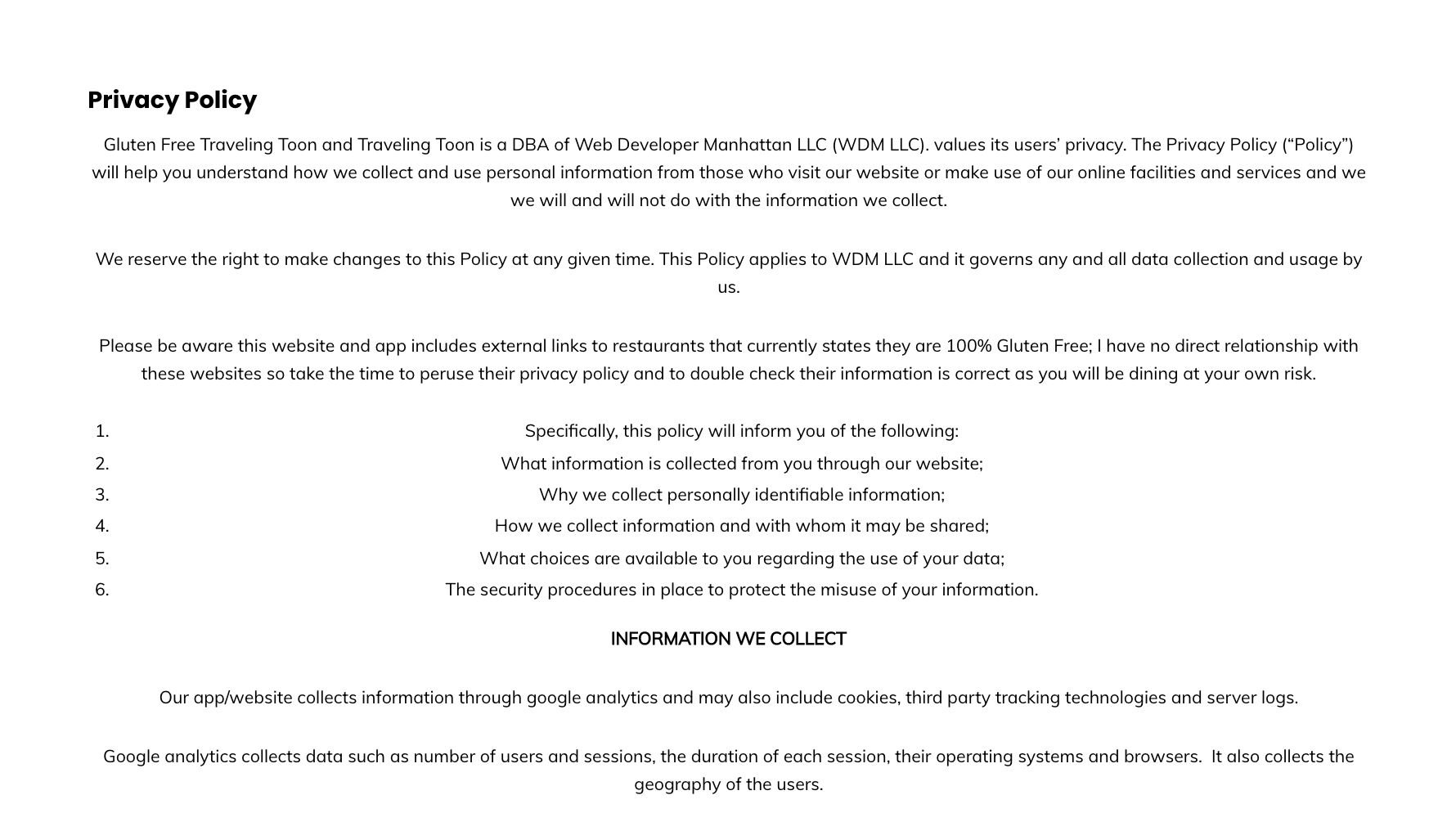 Tour Privacy Policy